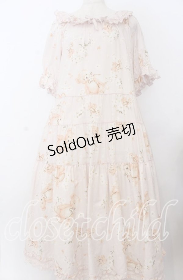 画像1: PINK HOUSE / 桜Teddyプリントミディワンピース  ピンク O-25-11-07-085-LO-OP-IG-OS (1)