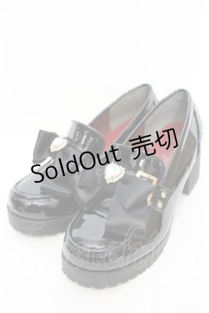 画像: Amavel / ビジューリボン付ローファーパンプス XL クロ O-25-11-07-1040-CA-BG-OW-ZT1110G