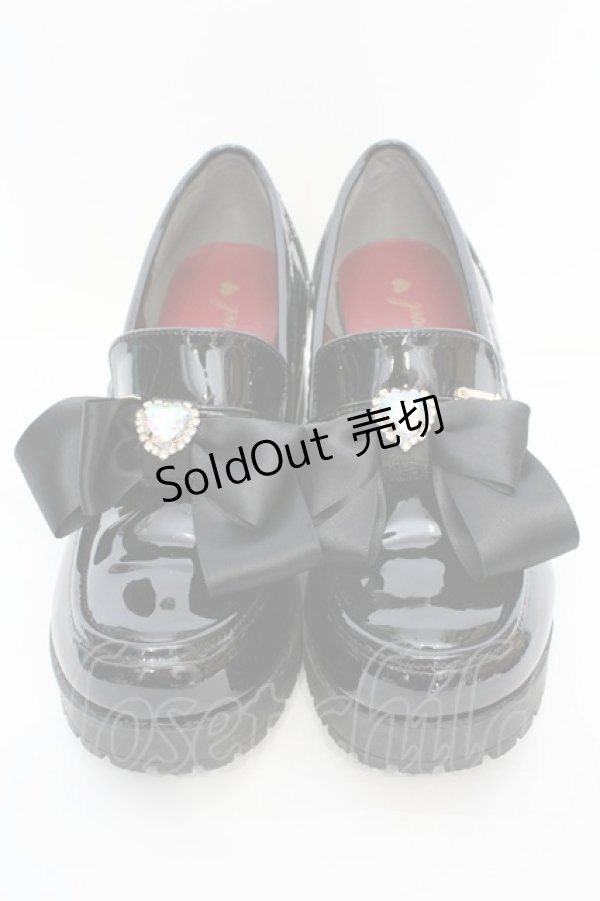 画像2: Amavel / ビジューリボン付ローファーパンプス XL クロ O-25-11-07-1040-CA-BG-OW-ZT1110G (2)