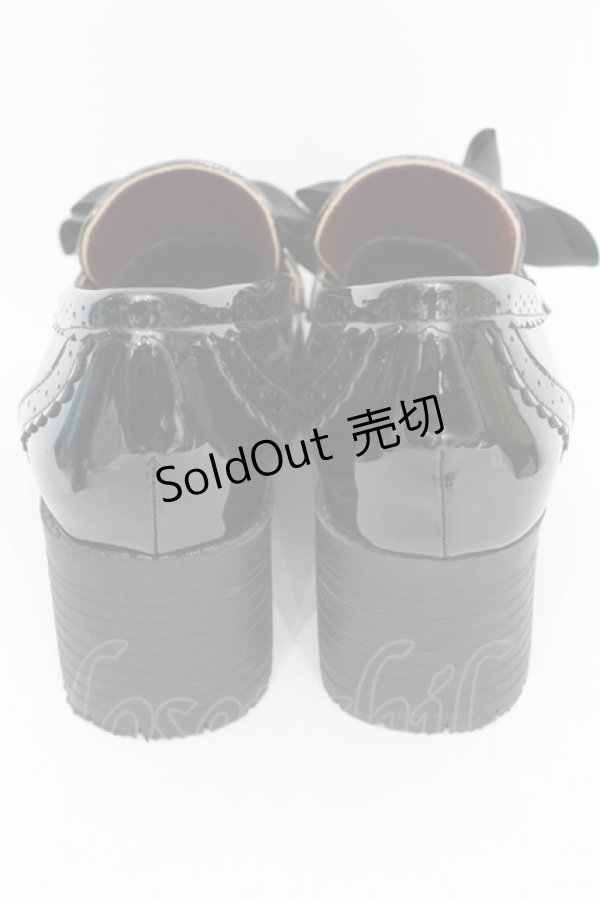 画像3: Amavel / ビジューリボン付ローファーパンプス XL クロ O-25-11-07-1040-CA-BG-OW-ZT1110G (3)