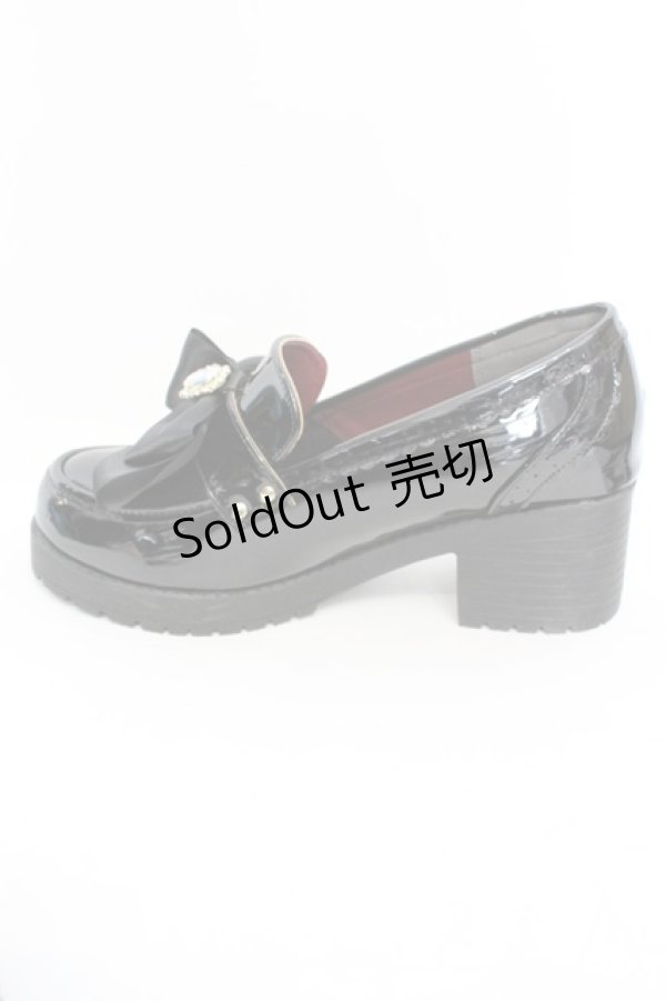 画像4: Amavel / ビジューリボン付ローファーパンプス XL クロ O-25-11-07-1040-CA-BG-OW-ZT1110G (4)