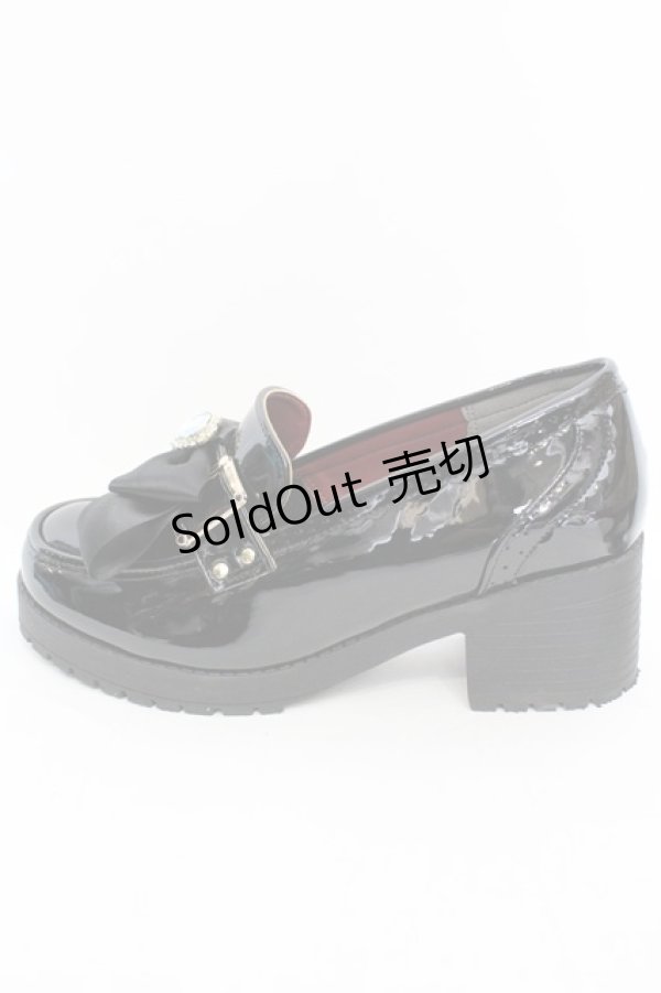 画像9: Amavel / ビジューリボン付ローファーパンプス XL クロ O-25-11-07-1040-CA-BG-OW-ZT1110G (9)