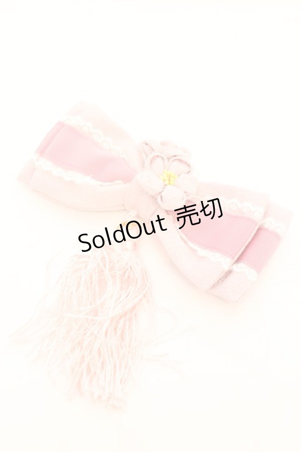 画像1: Amavel /  春花便りのお茶会和風リボンバレッタ  ピンク O-25-11-07-1042-CA-AC-OW-ZT168-F001 (1)