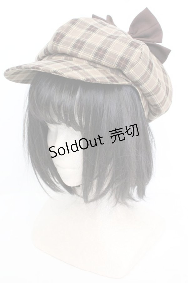 画像1: Amavel / くまの探偵さんリボン付キャスケット  ブラウン O-25-11-07-1045-CA-AC-OW-OS (1)