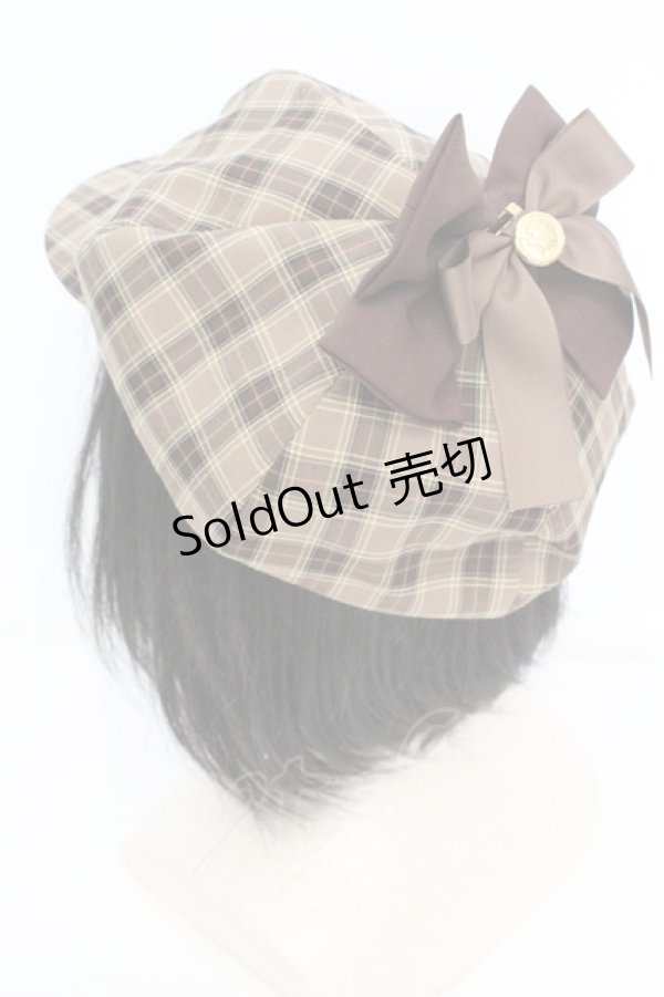 画像2: Amavel / くまの探偵さんリボン付キャスケット  ブラウン O-25-11-07-1045-CA-AC-OW-OS (2)