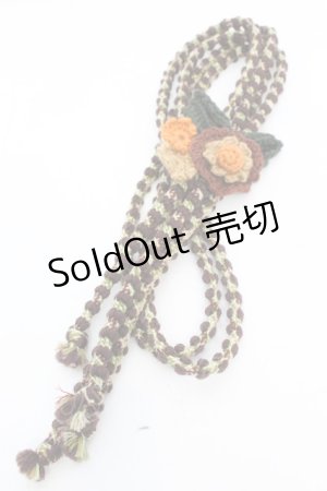 画像: TOMATSU / ニットモチーフベルト  ブラウン×オレンジフラワー O-25-11-07-1055-LO-ZA-IG-ZT168-F003