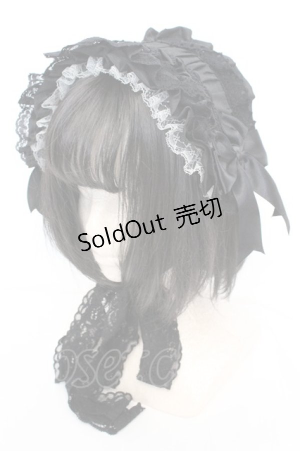 画像1: LOLITA他 / シャンタンフリルヘッドドレス  ブラック O-25-11-07-1059-LO-AC-IG-OS (1)