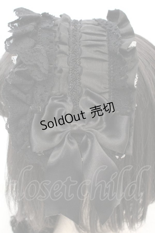 画像2: LOLITA他 / シャンタンフリルヘッドドレス  ブラック O-25-11-07-1059-LO-AC-IG-OS (2)