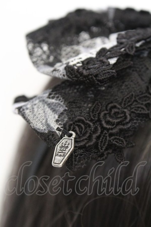 画像2: Moi-meme-Moitie / ローズフォレストレースカチューシャ  ブラック×ホワイト O-25-11-07-1060-MO-AC-IG-OS (2)