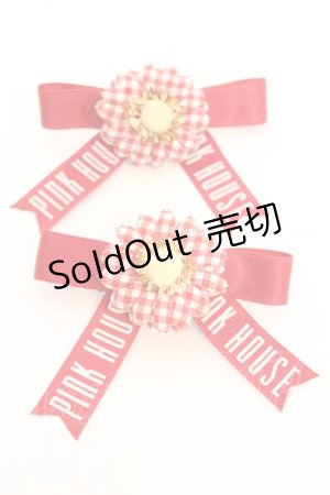 画像: BABY PINK HOUSE / ギンガムマーガレットミニリボンバレッタ  アカ O-25-11-07-1065-LO-AC-IG-OS