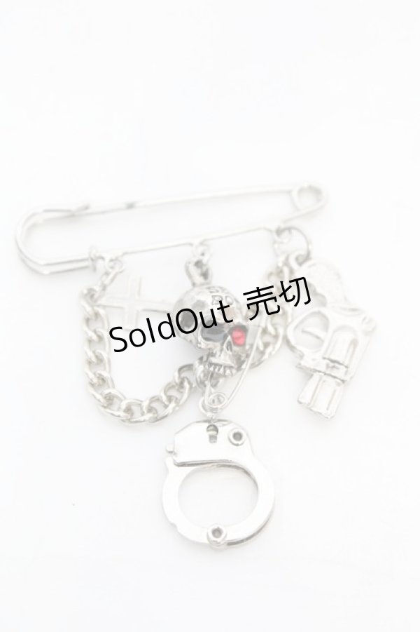 画像1: SEX POT ReVeNGe / ピストル×スカルブローチ  シルバー O-25-11-07-1032-SP-AC-IG-OS (1)