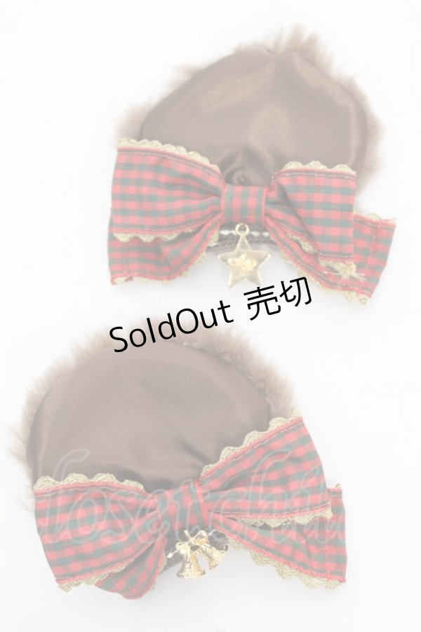 画像1: Angelic Pretty / Holiday Bearクリップ  ブラウン×アカ O-25-11-07-1033-AP-AC-IG-OS (1)