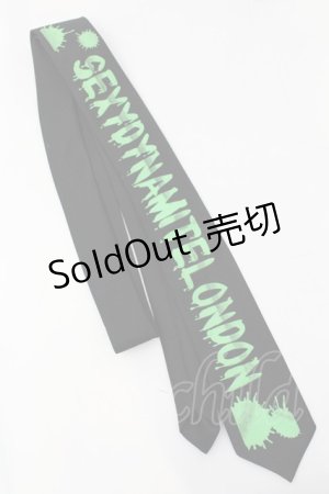 画像: SEXY DYNAMITE LONDON / ロゴネクタイ  ブラック×ネオングリーン O-25-11-07-1036-PU-TS-OW-ZT168-F007