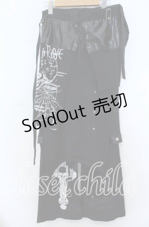 画像: Drug Honey / セパレートプリントパンツ  ブラック O-25-11-07-091-PU-PA-IG-OS