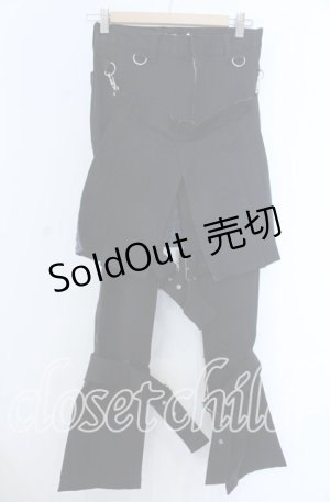 画像: no future / プリーツフラップ付きパンツ Small ブラック O-25-11-07-093-PU-PA-IG-OS