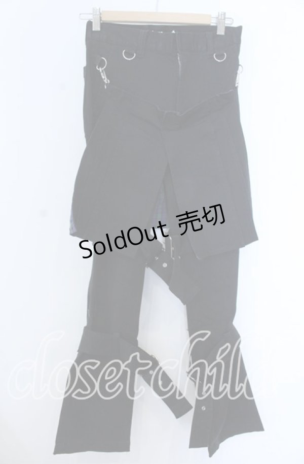 画像1: no future / プリーツフラップ付きパンツ Small ブラック O-25-11-07-093-PU-PA-IG-OS (1)