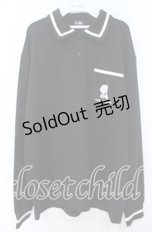 画像: NieR Clothing / 襟付きWHITE LINE UNISEXプルオーバー  ブラックｘホワイト O-25-11-07-098-PU-TO-YM-OS