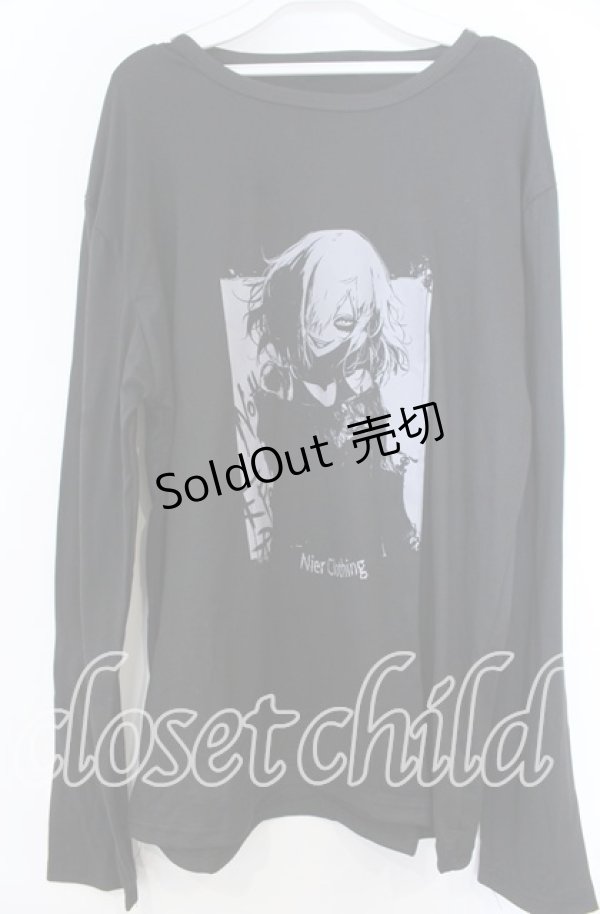 画像1: NieR Clothing / UNISEX LONG SUMMER カットソー  ブラック O-25-11-07-099-PU-TO-YM-ZT385 (1)