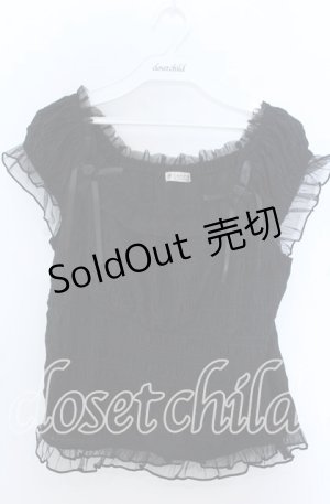 画像: axes femme / ローズ付ふくれジャガードトップス  クロ O-25-11-07-109-AX-TO-IG-OS