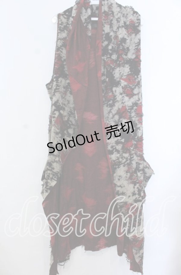 画像1: MIDAS / タイダイダメージノースリーブトッパーカーディガン  ベージュ×レッド O-25-11-07-110-PU-TO-IG-OS (1)