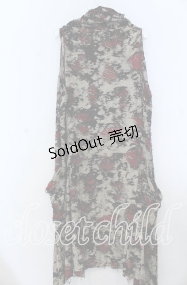 画像2: MIDAS / タイダイダメージノースリーブトッパーカーディガン  ベージュ×レッド O-25-11-07-110-PU-TO-IG-OS (2)