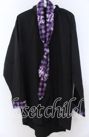 画像: NieR Clothing / 専用ネクタイ付きブロッキングシャツ  パープル×ブラック O-25-11-07-113-PU-BL-IG-OS