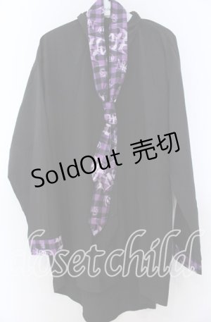 画像: NieR Clothing / 専用ネクタイ付きブロッキングシャツ  パープル×ブラック O-25-11-07-113-PU-BL-IG-ZT385