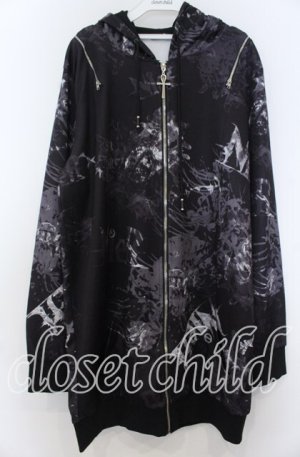 画像: NieR Clothing / 2WAY OFF-Shoulder ZIP PARKA【彼岸花(黒)】パーカー  ブラック×グレー O-25-11-07-115-PU-BL-IG-OS