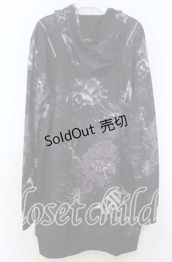 画像2: NieR Clothing / 2WAY OFF-Shoulder ZIP PARKA【彼岸花(黒)】パーカー  ブラック×グレー O-25-11-07-115-PU-BL-IG-ZT356 (2)