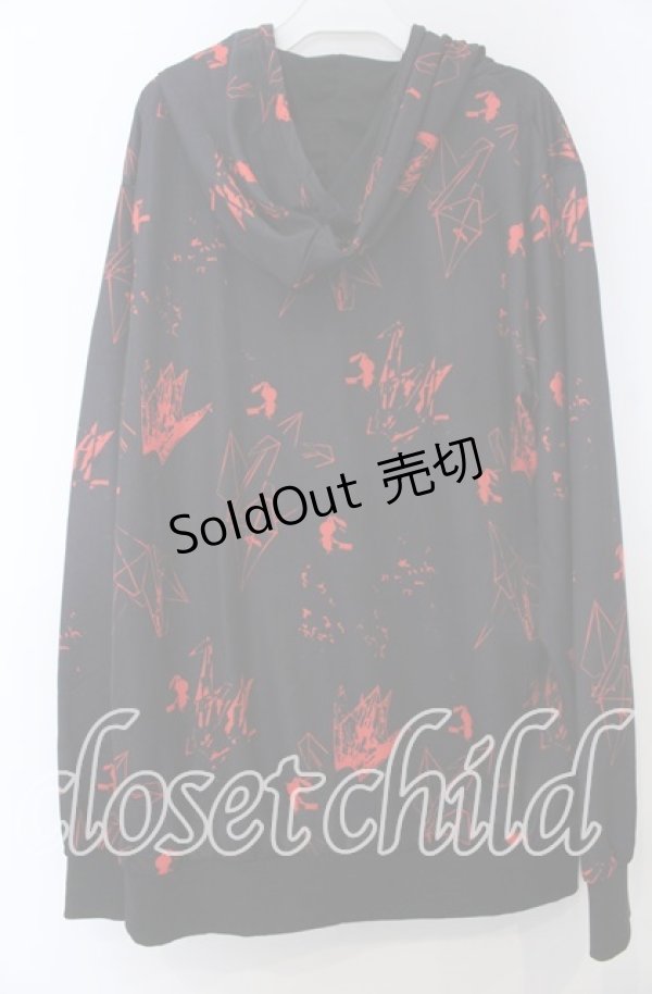 画像2: NieR Clothing / 和柄ZIP PARKA【折鶴】 パーカー  ブラック×レッド O-25-11-07-116-PU-TO-IG-ZT1110G (2)