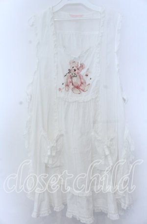 画像: PINK HOUSE / 桜Teddy刺繍使いローンタブリエ  シロ O-25-11-07-122-LO-TO-IG-OS