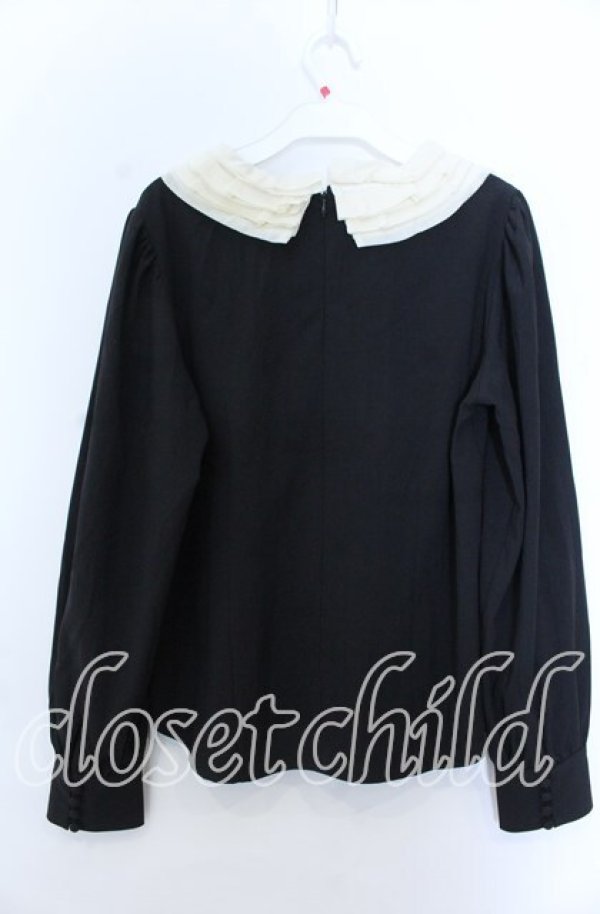 画像2: an another angelus / ミルフィーユクレリック衿ブラウス  クロ O-25-11-07-126-CA-BL-IG-ZT513 (2)