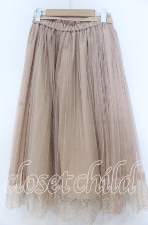 画像2: Fi.n.t / レース使いチュールプリーツスカート  ベージュ O-25-11-07-128-CA-SK-IG-ZT513 (2)