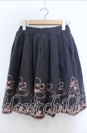 画像: Emily Temple cute / プードル刺しゅうスカート  グレー O-25-11-07-133-ET-SK-OW-OS