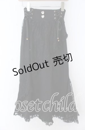 画像: 河与  / ブラックレースフィッシュテールスカート M クロ O-25-11-07-012-LO-SK-IG-OS