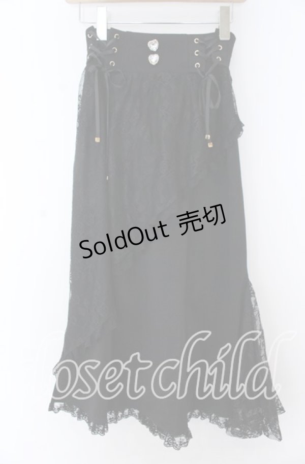 画像1: 河与  / ブラックレースフィッシュテールスカート M クロ O-25-11-07-012-LO-SK-IG-OS (1)