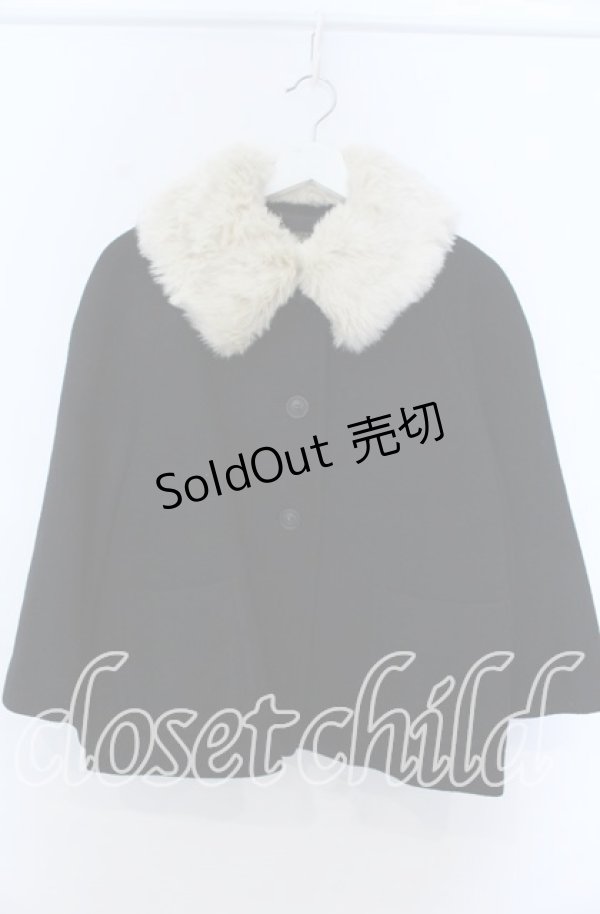 画像1: Jane Marple / Lamb melton fur collar cape coat　コート M クロ O-25-11-07-137-JM-CO-OW-OS (1)