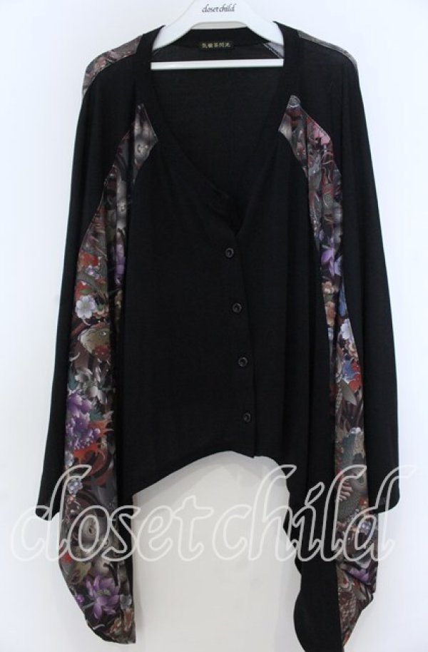 画像1: Qutie Frash / 気楡茶閃洸 ポンチョカーディガン  ブラック O-25-11-07-144-QU-TO-OW-OS (1)