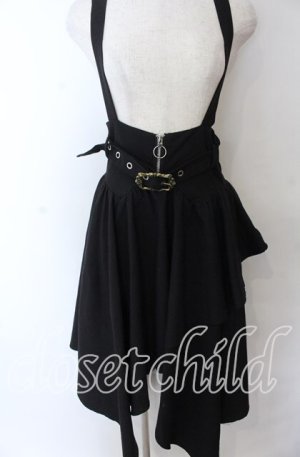 画像: V.Rtto / ベルト付きサスペンダーランダムスカート M クロ O-25-11-07-013-LO-SK-IG-OS