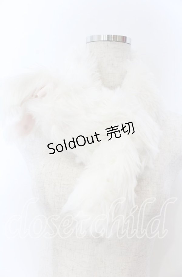 画像1: BABY,THE STARS SHINE BRIGHT / うさぎのミシェルちゃんマフラー  シロ×ピンクリボン O-25-11-07-147-BA-ZA-OW-OS (1)