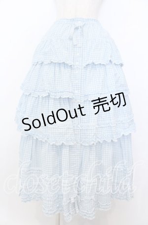 画像: PINK HOUSE / ピコフリルリボンティアードスカート  サックス O-25-11-07-162-LO-SK-OW-OS