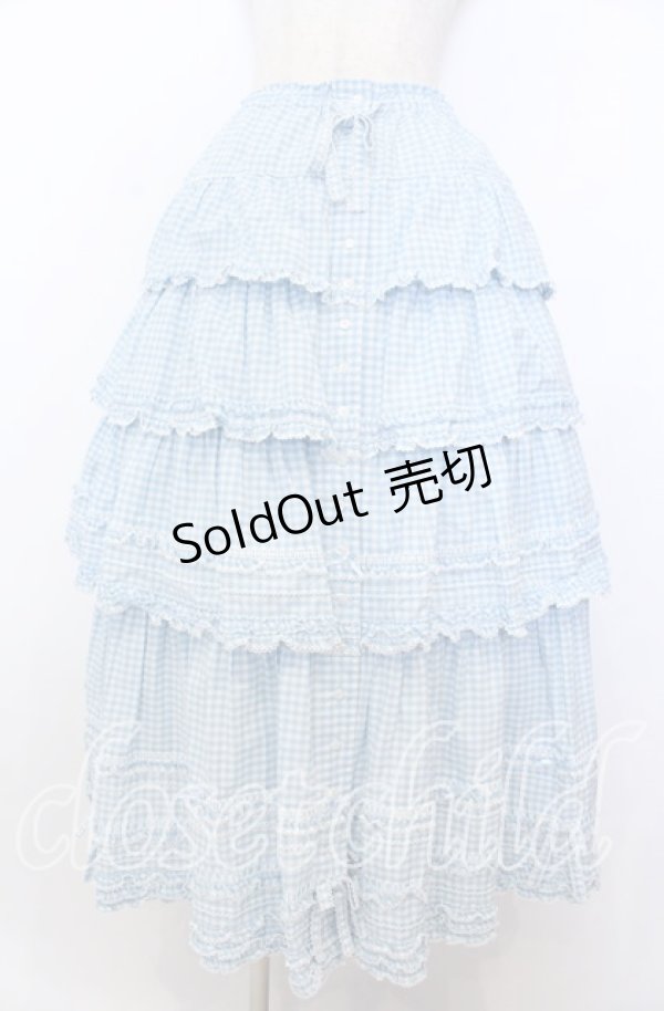 画像1: PINK HOUSE / ピコフリルリボンティアードスカート  サックス O-25-11-07-162-LO-SK-OW-OS (1)