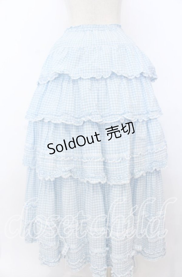 画像2: PINK HOUSE / ピコフリルリボンティアードスカート  サックス O-25-11-07-162-LO-SK-OW-OS (2)