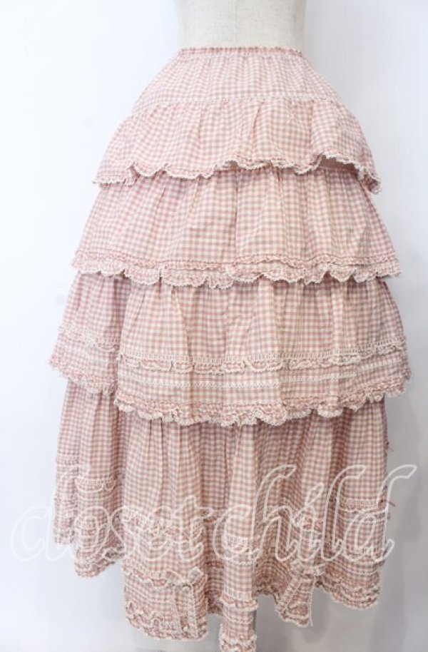 画像2: PINK HOUSE / ピコフリルリボンティアードスカート  ピンク O-25-11-07-163-LO-SK-OW-OS (2)