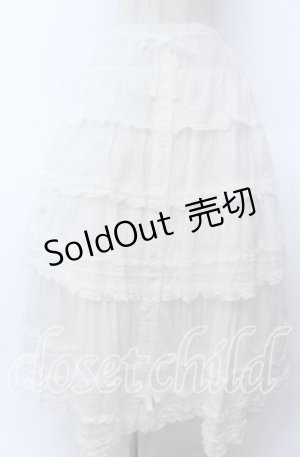 画像: PINK HOUSE / ピコフリルリボンティアードスカート  シロ O-25-11-07-164-LO-SK-OW-OS