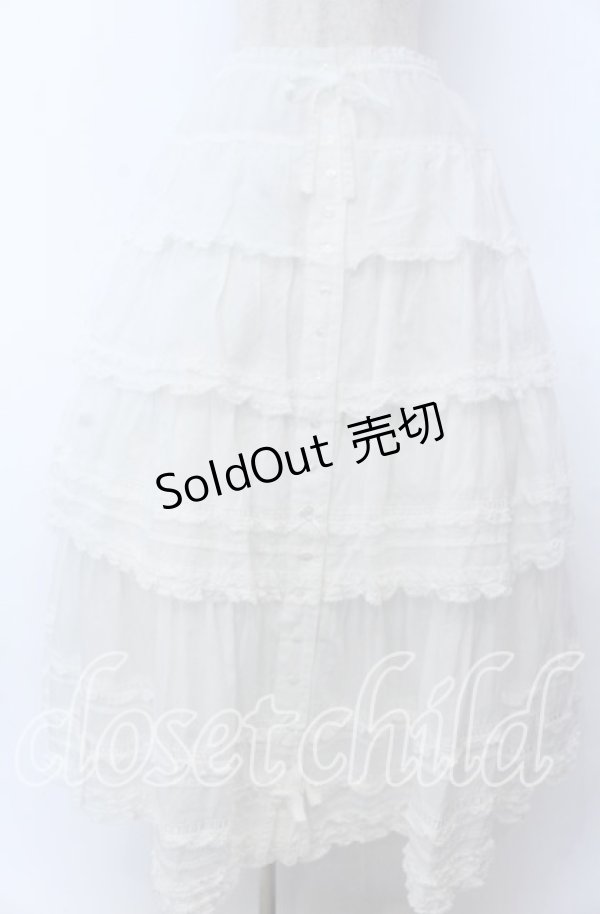 画像1: PINK HOUSE / ピコフリルリボンティアードスカート  シロ O-25-11-07-164-LO-SK-OW-OS (1)