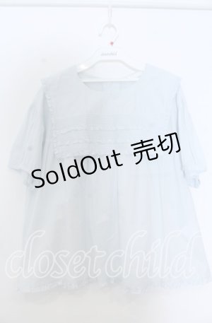 画像: PINK HOUSE / スクエアカラーローンブラウス  サックス O-25-11-07-166-LO-BL-OW-OS