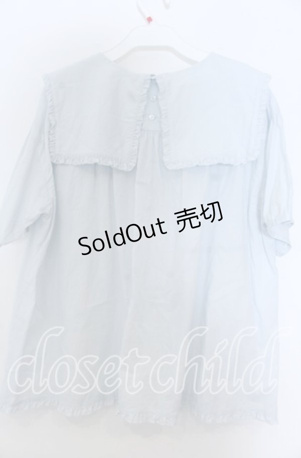 画像2: PINK HOUSE / スクエアカラーローンブラウス  サックス O-25-11-07-166-LO-BL-OW-OS (2)