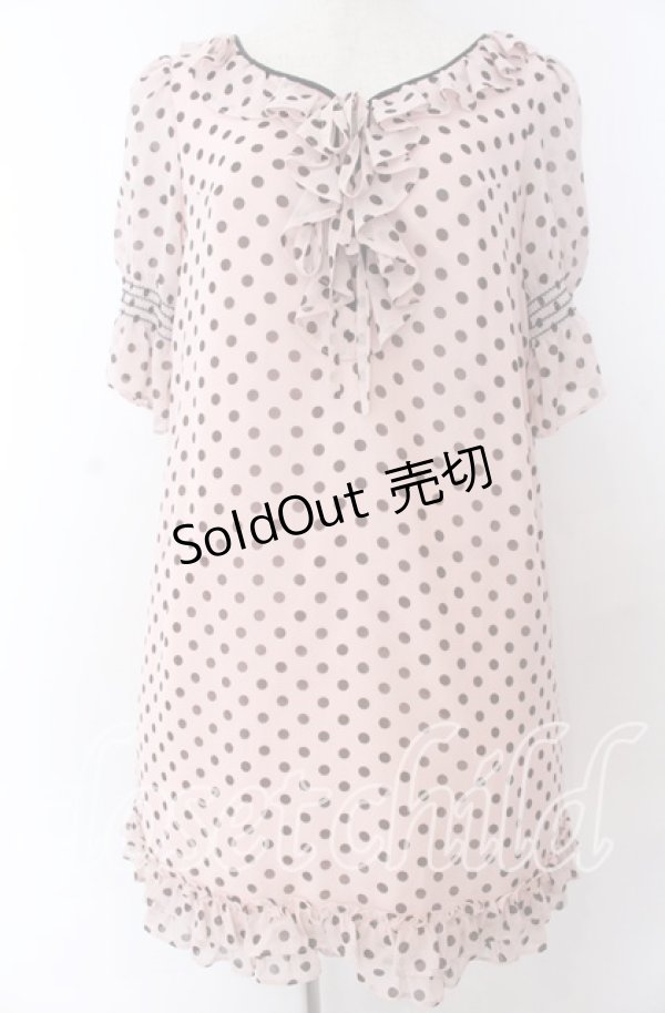 画像1: 【SALE】MILK / シャーリングドットdress  ピンク O-25-11-07-022-ML-OP-IG-ZT332 (1)