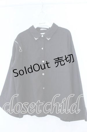 画像: axes femme / ショルダージップビッグシャツ  クロ O-25-11-07-045-AX-BL-IG-OS